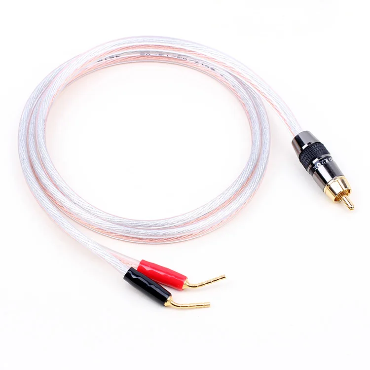 HIFI OFC RCA do 2 podwójny banan/Pin wtyk bananowy głośnik Stereo kabel Audio do wzmacniacza M50WM60 głośnik 0.5m 1m 1.5m 2m 3m