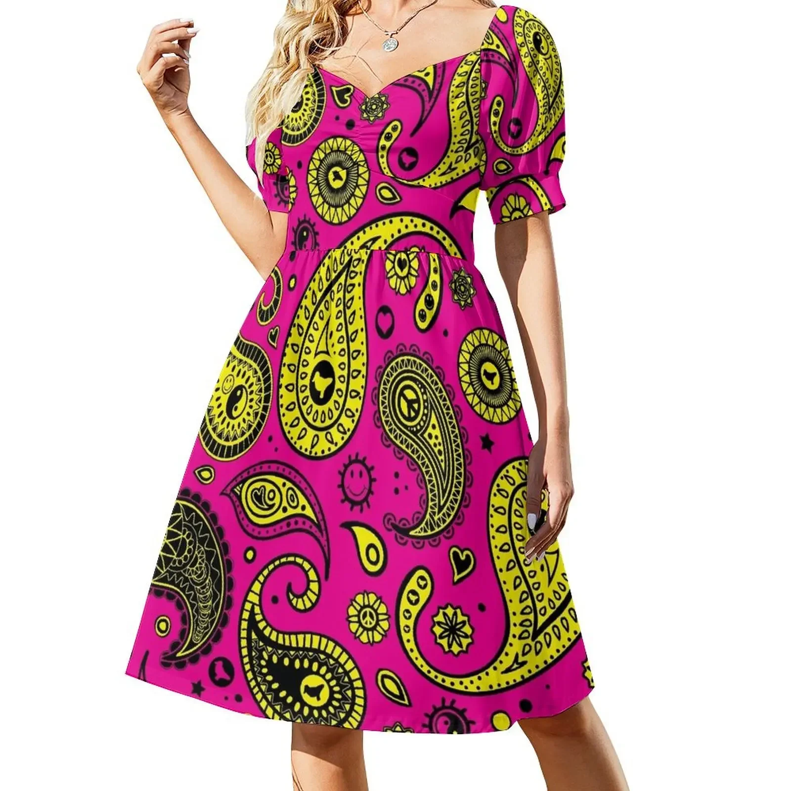 

Acid Paisley Bubble Strawberry Short-Sleeved Dress cute dress dress women summer 2025 summer dresses for women 2025