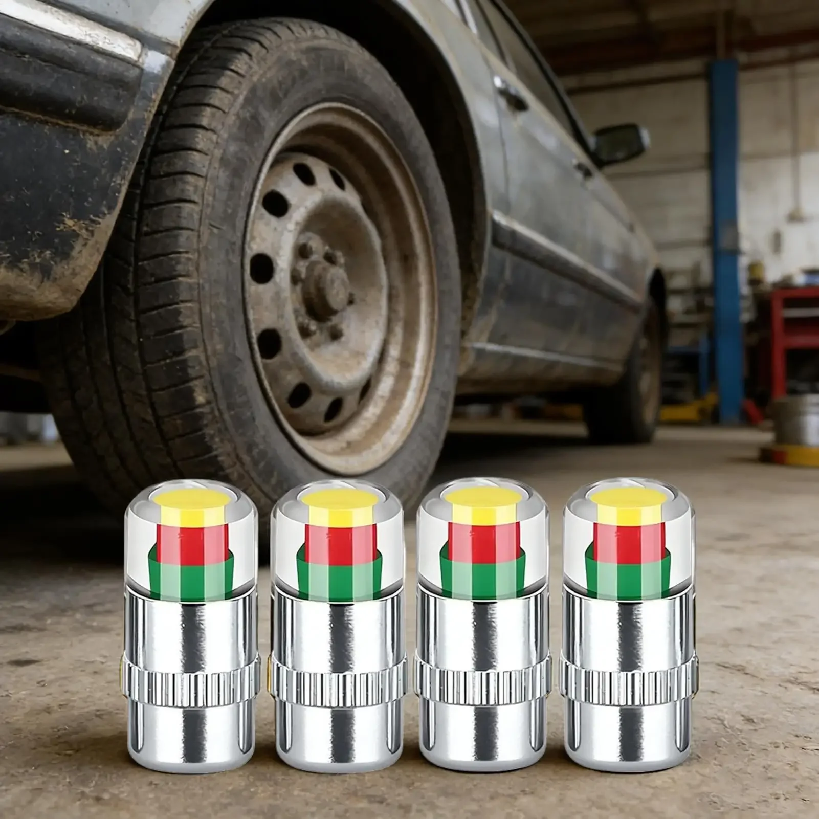 Tire Pressure Valve Caps Easy To Read Sensor Indicator Valve Stem Caps for Automotive Cars Trucks SUVs