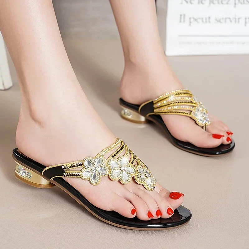 HOVINGE Summer Shoes Elegant Open Toe Summer Slides Female Outdoor Shoes High Quality Ladies Fashion Sandals Evening Flip Flop