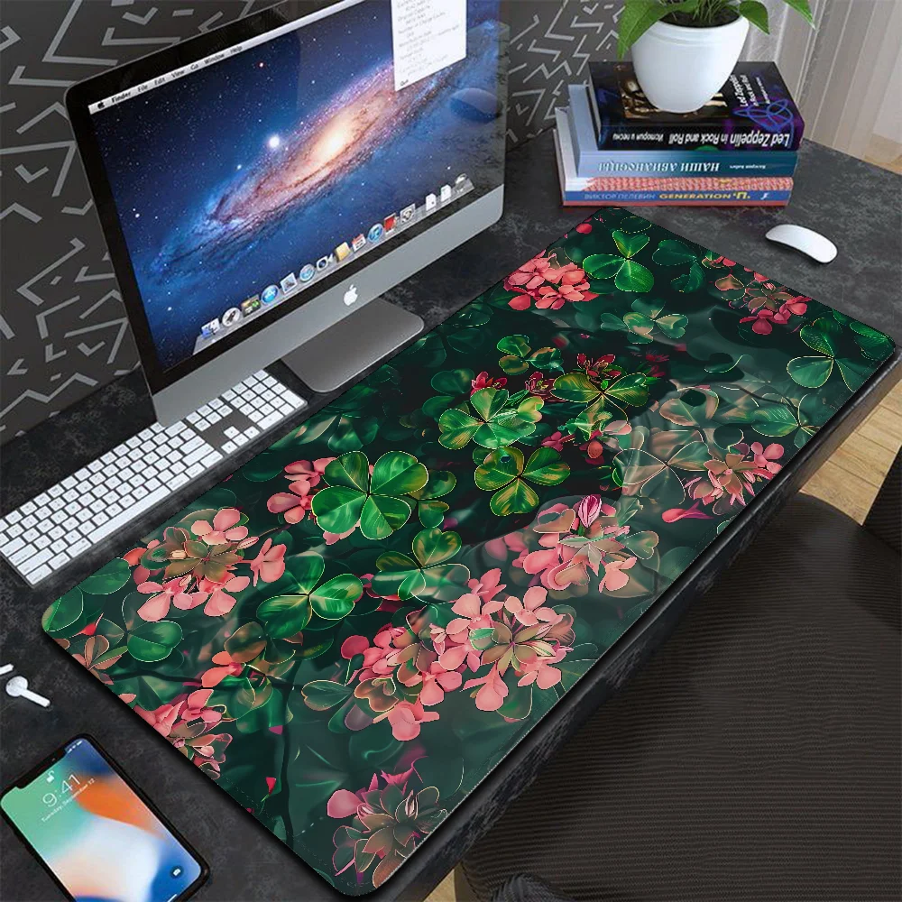 Mousepad Gamer 900x400 Clover Trefoil Aesthetic Anime Mouse Pad Gaming Keyboard Computer Mat Desktops Gaming Setup Accessories