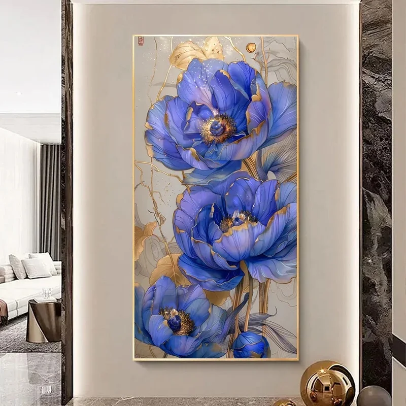 5D Diy Diamond Painting Purple Gold Peony Blooming Flower Full Square Round Diy Diamond Mosaic Embroidery Large Home Art