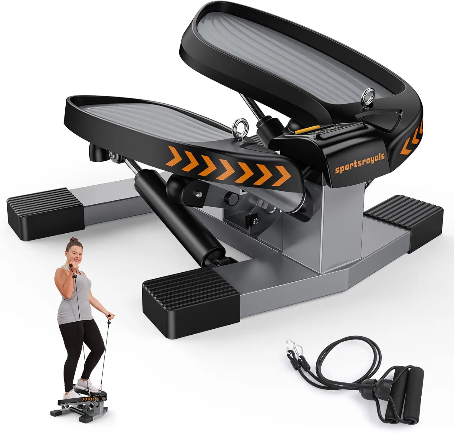 

Stair Stepper for Exercises-Twist Stepper/Mini Stepper with Resistance Bands and 330lbs Weight Capacity