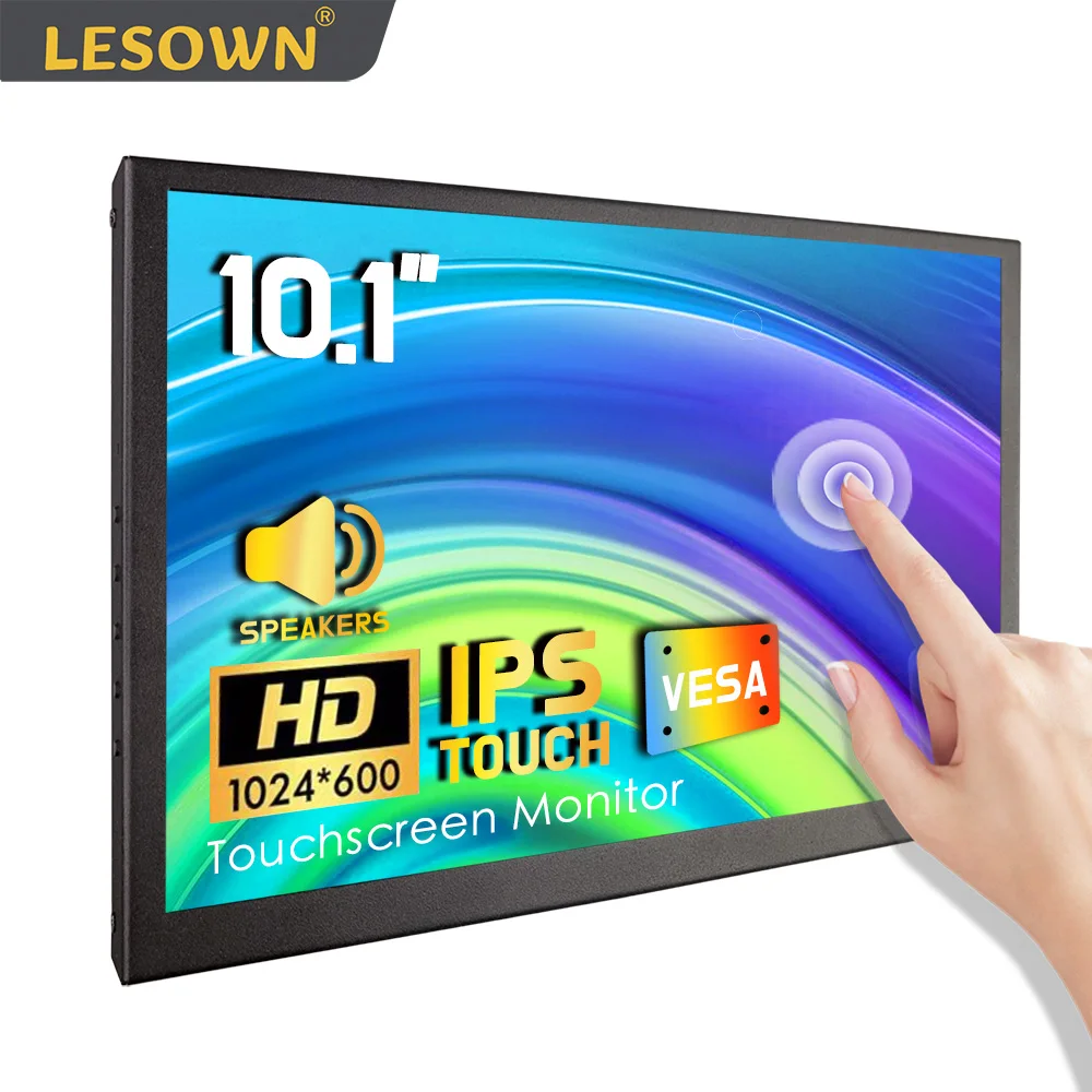 

LESOWN Small Wide USB C Portable Monitor 10.1 inch LCD Touchscreen Display IPS 1024x600 HDMI Sub Screen Monitor for Laptop PC