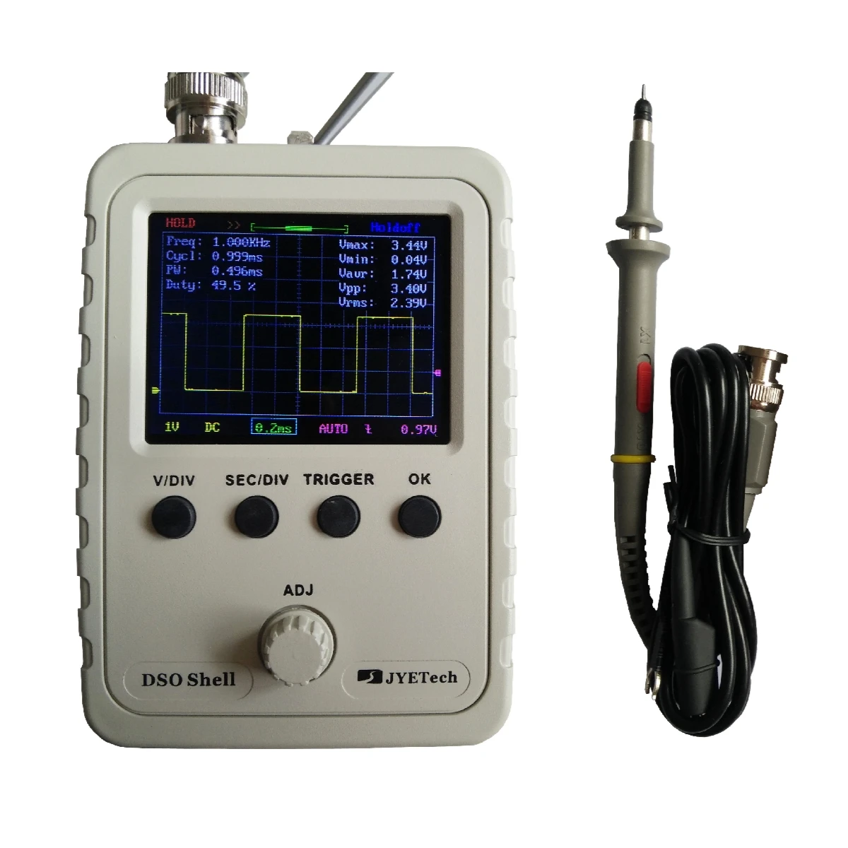 New Assembled DSO150 Digital Oscilloscope DSO Shell With P6020 Probe 9V 1A Power Adapter