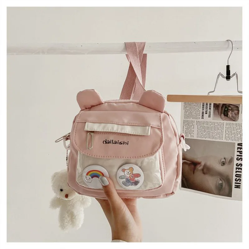 Bolsa mensageiro de lona fofa para mulheres, bolsa crossbody casual para mãe e filhos, bolsa para menina, bolsa de grife para crianças