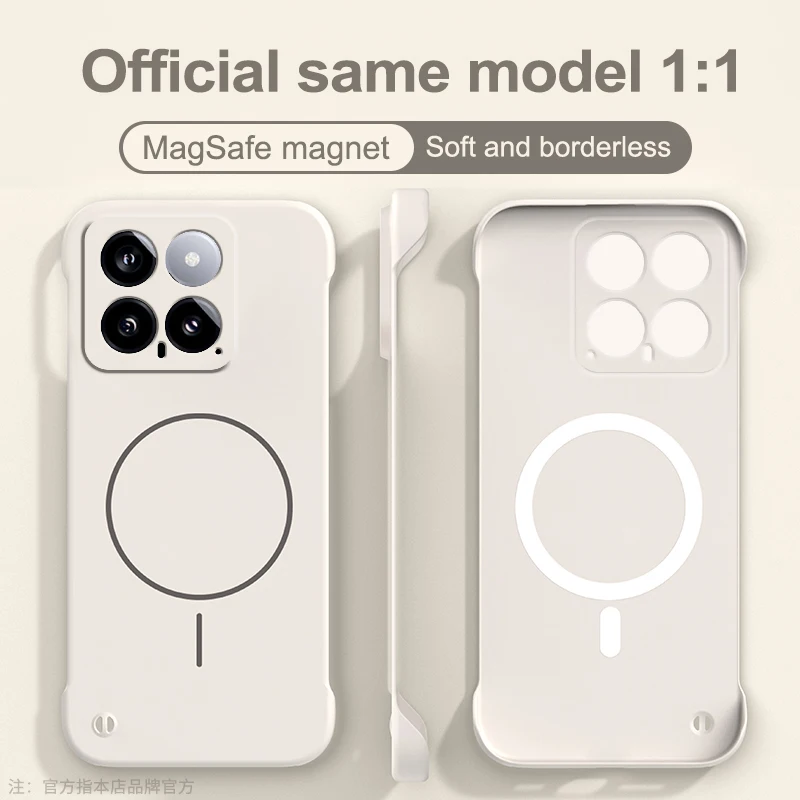 Für Magsafe Rahmenlose Magnetische Drahtlose Lade Telefon Fall Für XIAOMI 14 13 13T 12 12X 11 15S 15 Pro Ultra Slim Harte Rückseitige Abdeckung