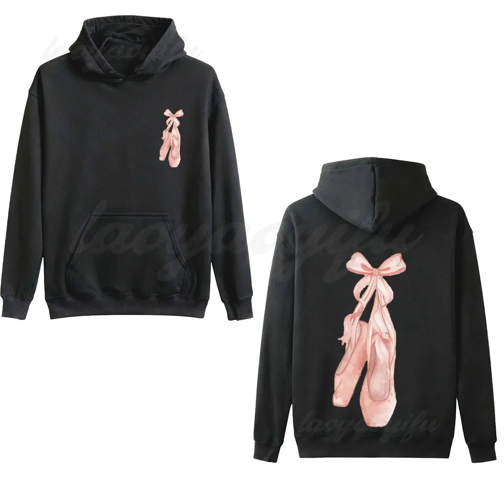Coquette Ballerina Sweatshirt Ballet Pointe Shoes Pink Bow Girly Aesthetic Crewneck Dance Lover Gift Winter Clothes Women Tops