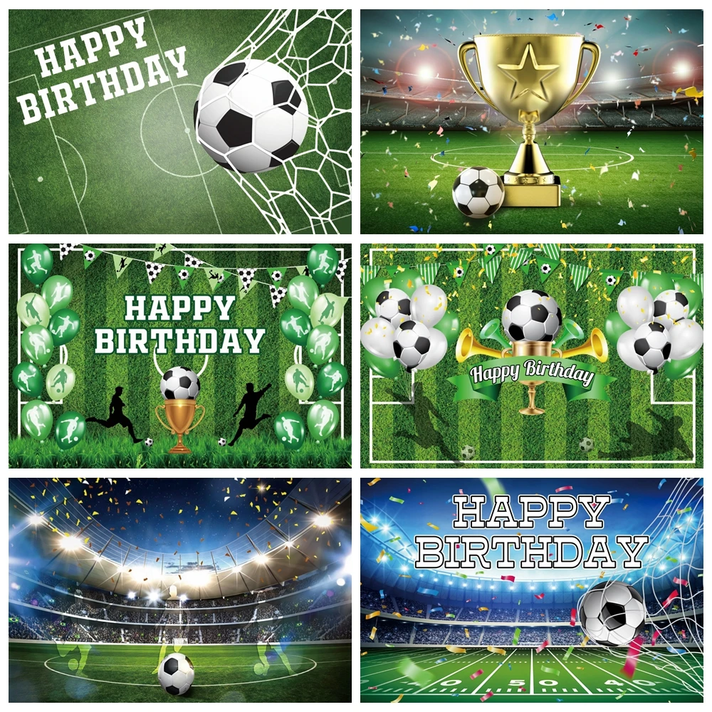 

Football Backdrop for Birthday Soccer Field Sport Stadium Champion Cup Boy Baby Birthday Party Decor Photography Background Prop