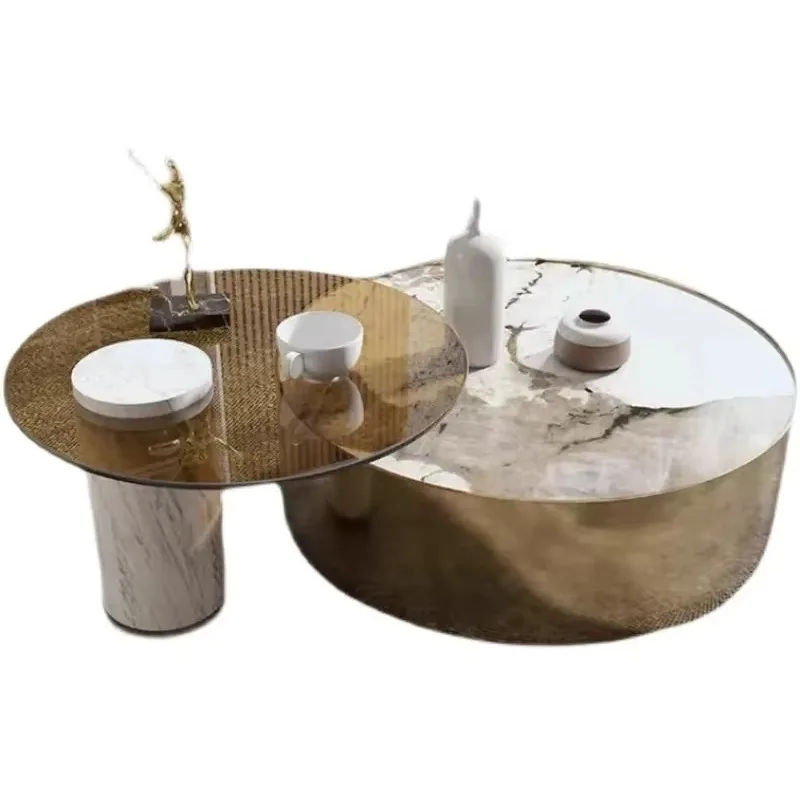 

Italian Design Light Luxury Modern Round Marble Coffee Table Sets Hotel Center Tables Home Living Room Table Sets