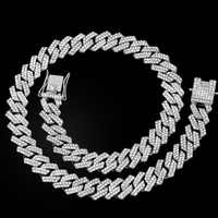 Iced Out Cuban Link Chain 2 Row Diamond Cuban Chain Rhombus Prong Cuban Choker Necklaces Women Men Hip Hop Jewelry