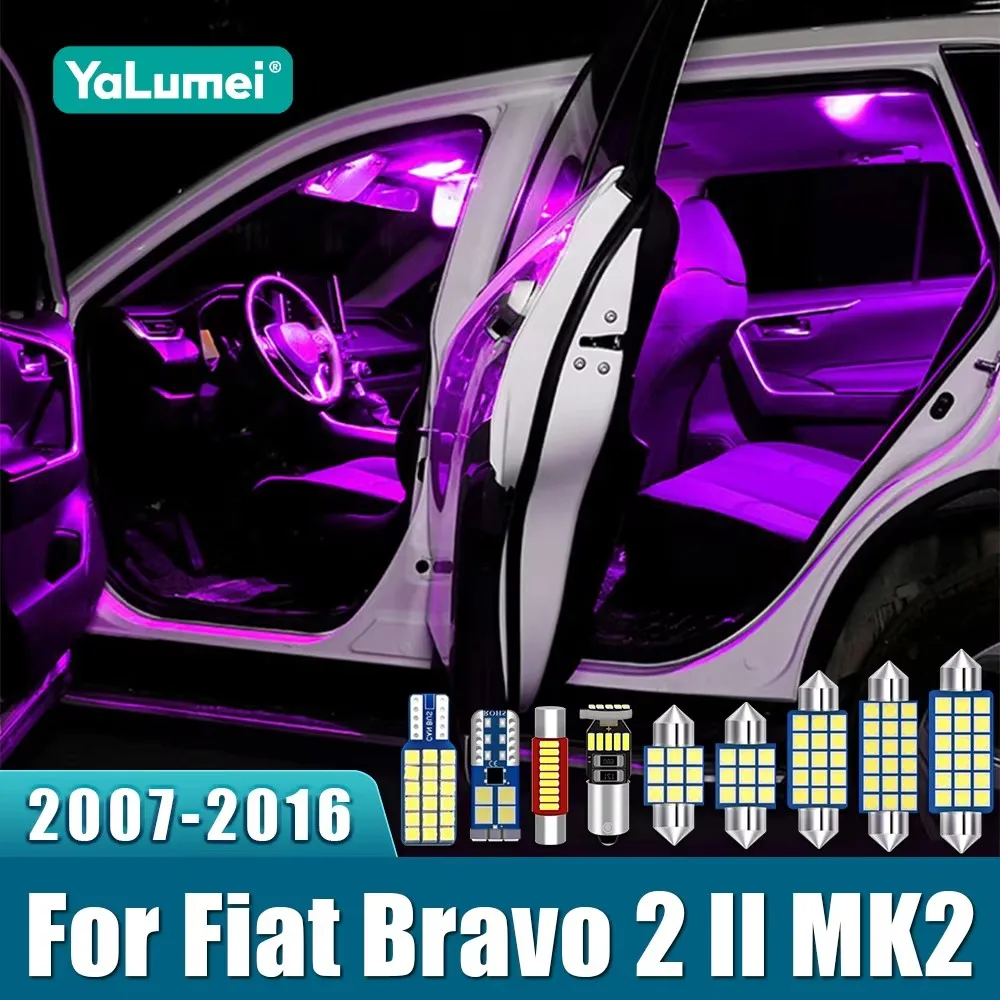 Para Fiat Bravo 2 II MK2 2007 2008 2009 2010 2012 2013 2014 2015 2016, 12 Bombillas LED para Coche, Luces Interiores de Techo, Accesorios