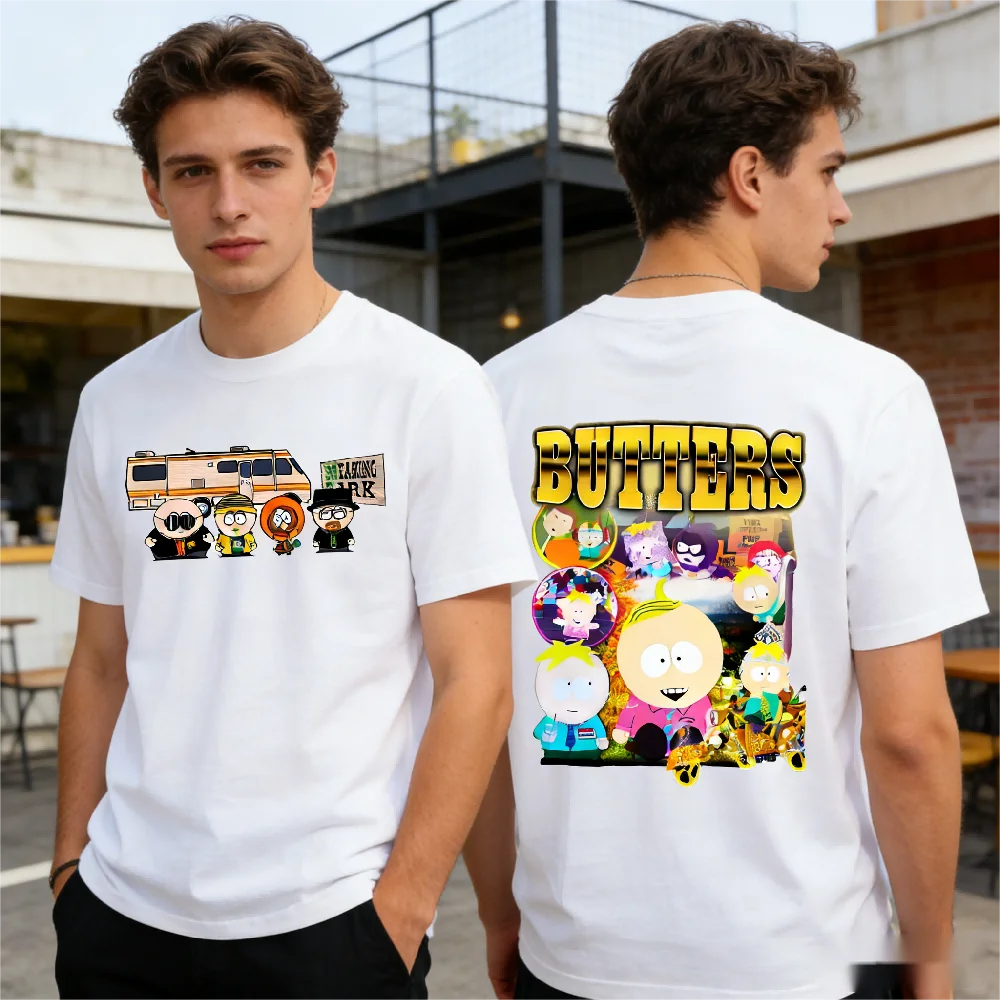 Camiseta de verano de doble cara de Kenny McCormick de South Park, divertida camiseta de algodón de manga corta con cuello redondo y estampado de dibujos animados y anime