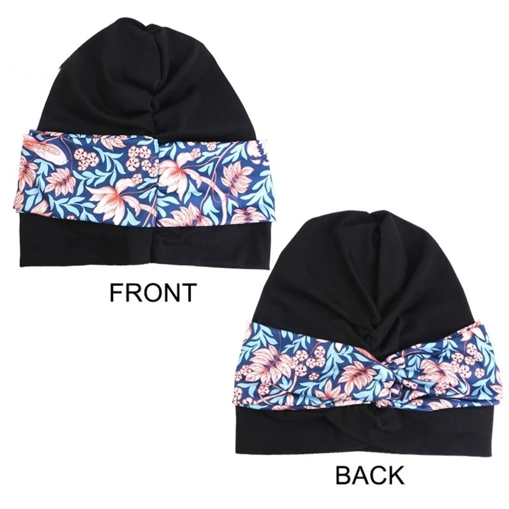 

Twist Knot Floral Print Turban Headband Elastic Cotton Stretch Indian Headwrap Scarf Cross Hair Accessories Muslim Women Hijab