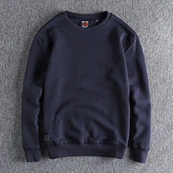 New autumn and winter cashmere padded solid color round neck sweater men Joker youth Roman fleece pullover