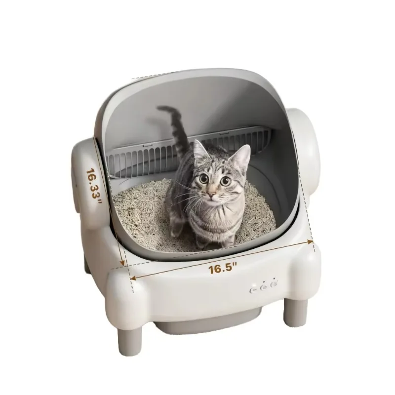 Open Top Low Noise Electric Plastic 65L Self Cleaning Smart Automatic Cat Litter Box with Odor Removal