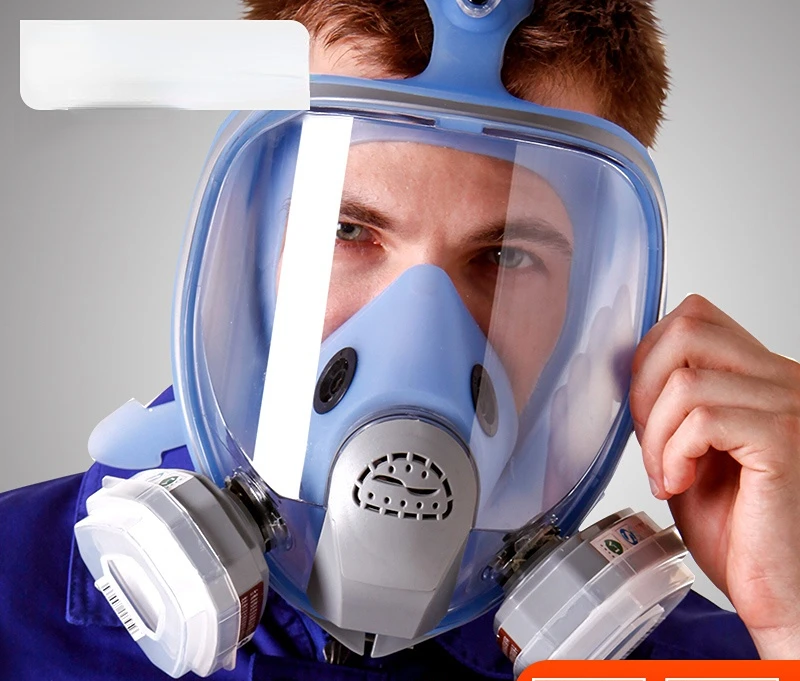 Gas Mask Full Face Mask Fully Enclosed Gas-Proof Dust-Proof Full Mask Pesticide Spray Paint Chemical Gas Shield Respirator