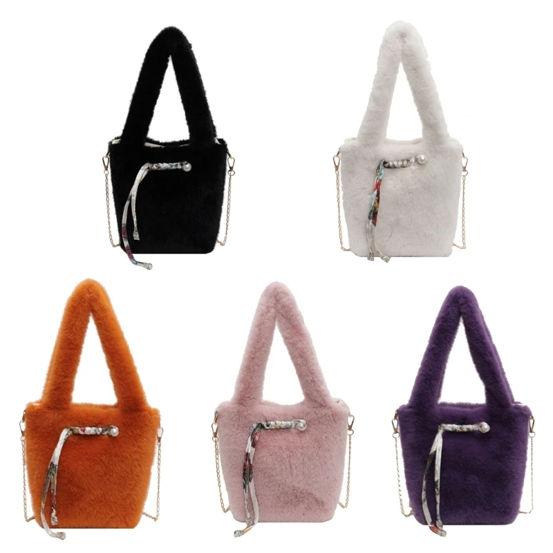 

Plush Fuzzy Bucket Bag Shoulder Crossbody Autumn Winter Women Fashion Accessory