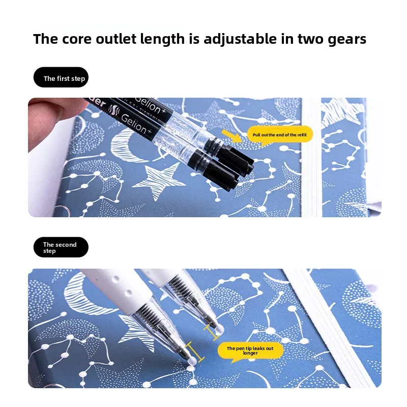 Bolígrafo de gel Schneider Gelion+, recargable y retráctil, bolígrafo de tinta de gel, barril transparente de 0,5 mm, tinta negra, papelería para escuela y oficina