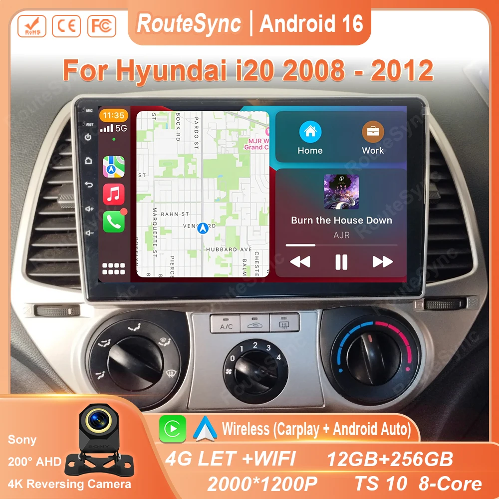 

Автомагнитола Android 16 Carplay для Hyundai i20 2008-2012 годов выпуска, мультимедийный видеоплеер с DSP, GPS, 4G, WIFI и QLED-экраном