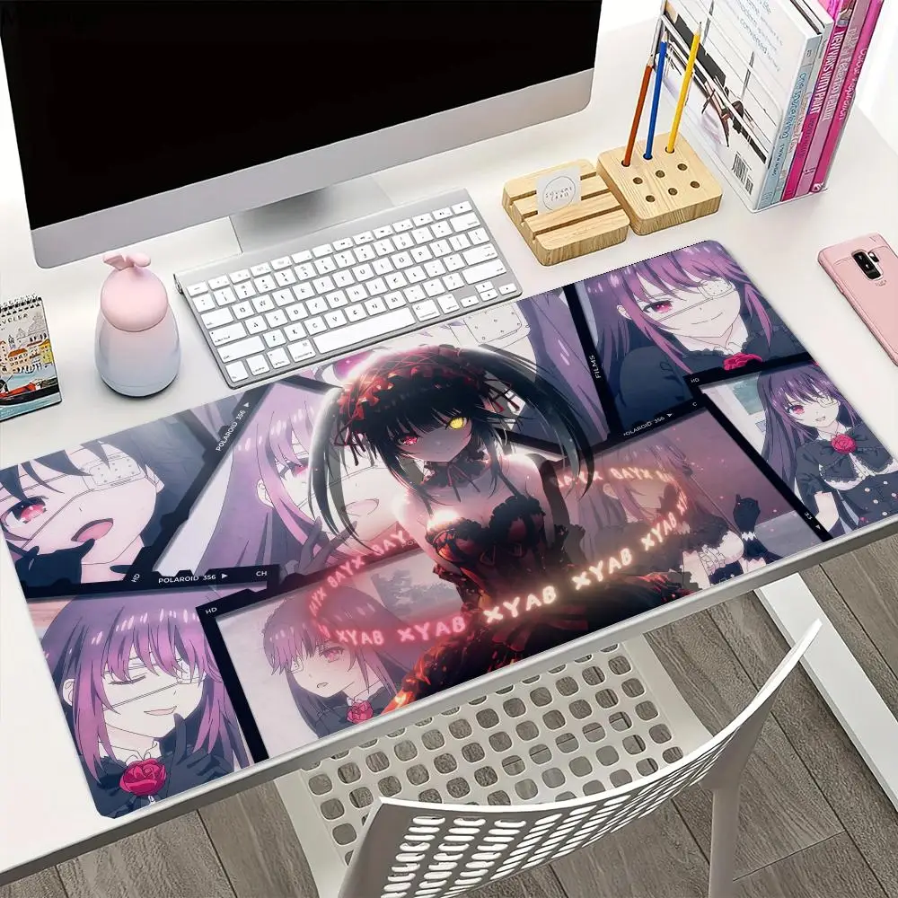 لوحة ماوس فتاة أنيمي باللونين الأسود والأبيض، لوحة ماوس كاواي لسرعة الألعاب، وسادات لوحة مفاتيح كبيرة من المطاط، سجادة مكتبية مطبوعة عالية الدقة، سجادة لطيفة