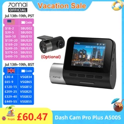 70mai Dash Cam Pro Plus A500S 1944P ADAS GPS Camera 70mai Front Cam A500S 140FOV Car DVR 24H Parking Support Rear Interior Cam