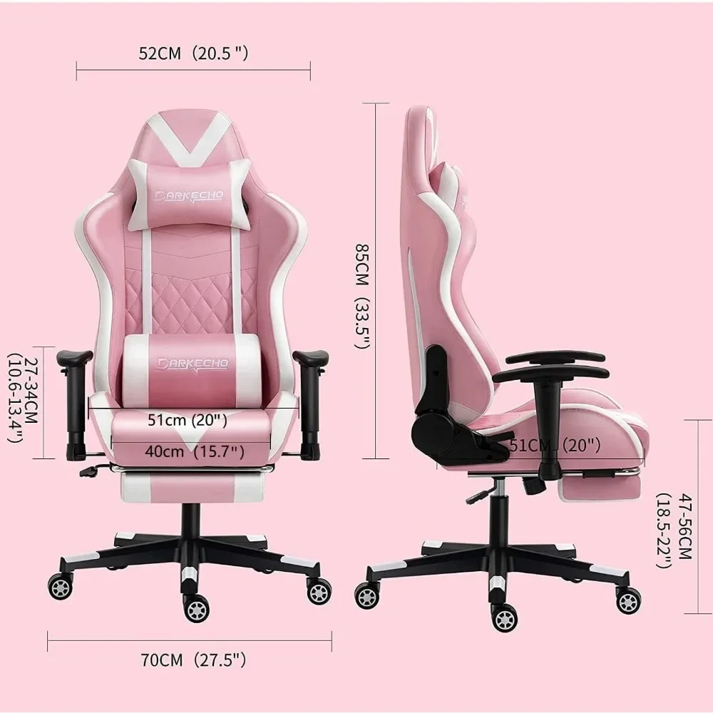 Pink Gaming Chair With Footrest Massage Racing Office Computer Ergonomic Chair Leather Reclining Video Game Chair Adjustable