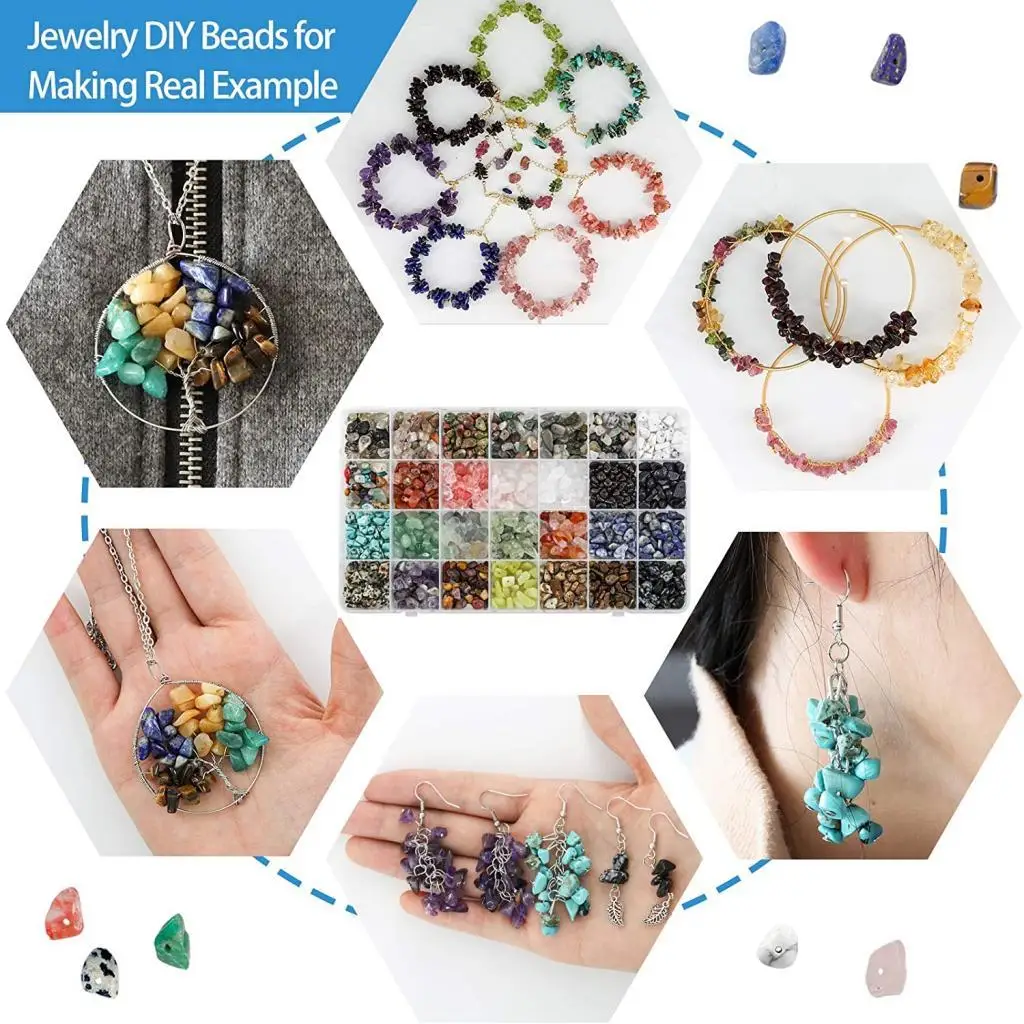 933Pcs Irregular Chips Beads Kit with Earring Hooks Plier for Crafts Jewelry Making