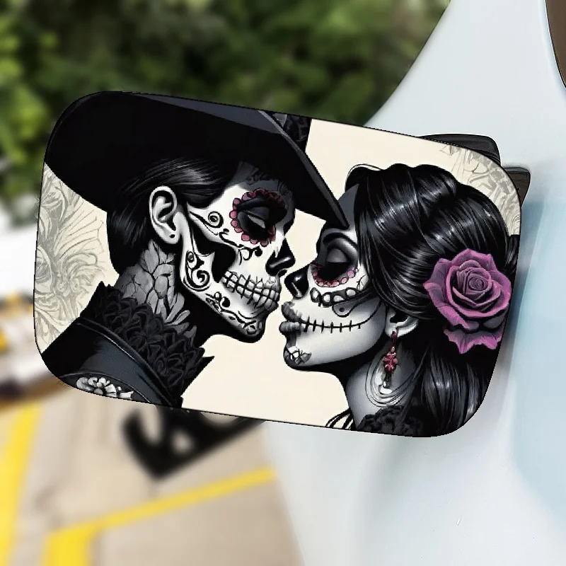 

Gothic Skull Couple Car Stickers - Waterproof and Sun Resistant for Gas Cap Scratch Stickers & Halloween Decorations