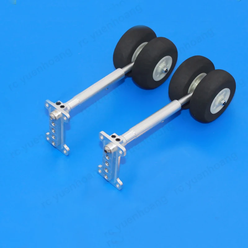 Train d'atterrissage avant/arrière en métal absorbant les chocs, longueur 140/160mm avec roue de diamètre 50mm, pièces de bricolage pour modèle d'avion à voilure inférieure, 1 paire