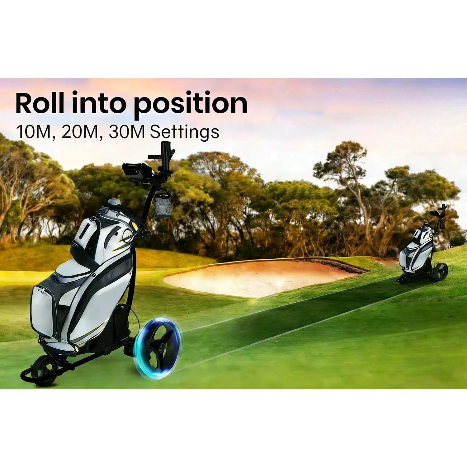 Electric Golf Trolley with 36-Hole Battery Smart Charger Free Wheel System for Course Bag Transport