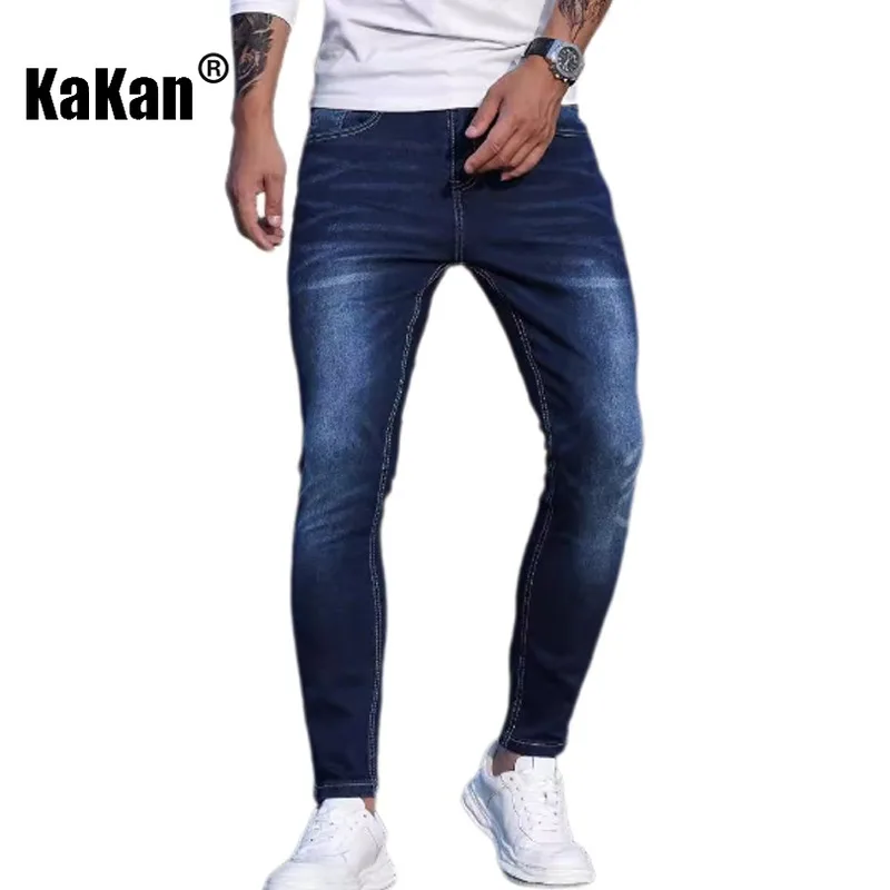 

Kakan - новые мужские эластичные джинсы, высококачественные маленькие брюки Y2k, синие длинные джинсы, мужские джинсы бренда