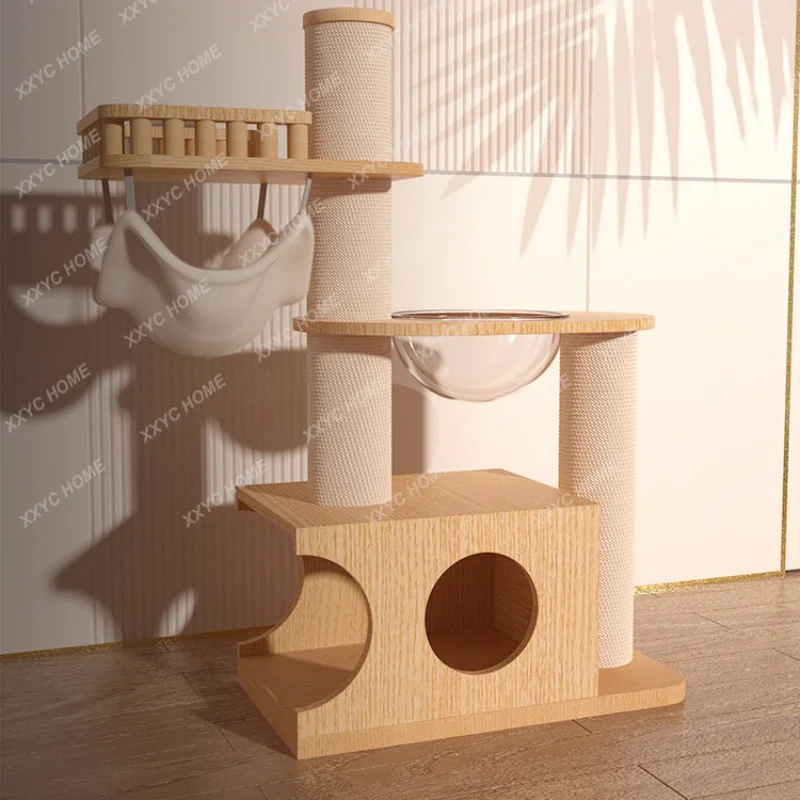 

Luxury Solid Wood Cat Climbing Frame Cat Nest Cat Tree Integrated Cat Tower Cat Scratching Tree Universal Non-Occupied Area