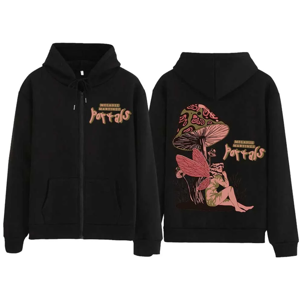 Melanie Martinez Portals Tour 2023 Mushroom Hoodie Long Sleeve Coat Zipper Graphic Men Women Sweatshirt Y2K Clothes Autumn