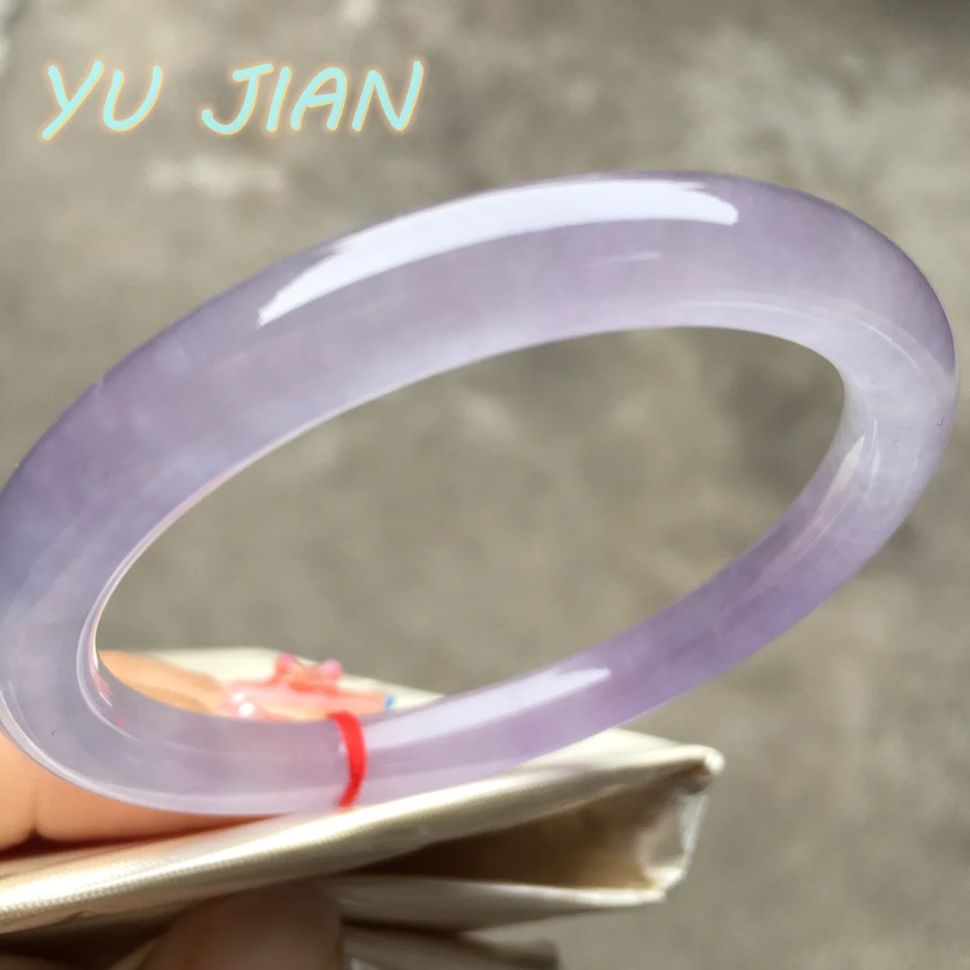 Rare A Grade Jadeite Ice-through Perfect Ice Violet Elegant Charming Bangle Small Mouth Thin Round Bracelet Perfect Jade Jewelry