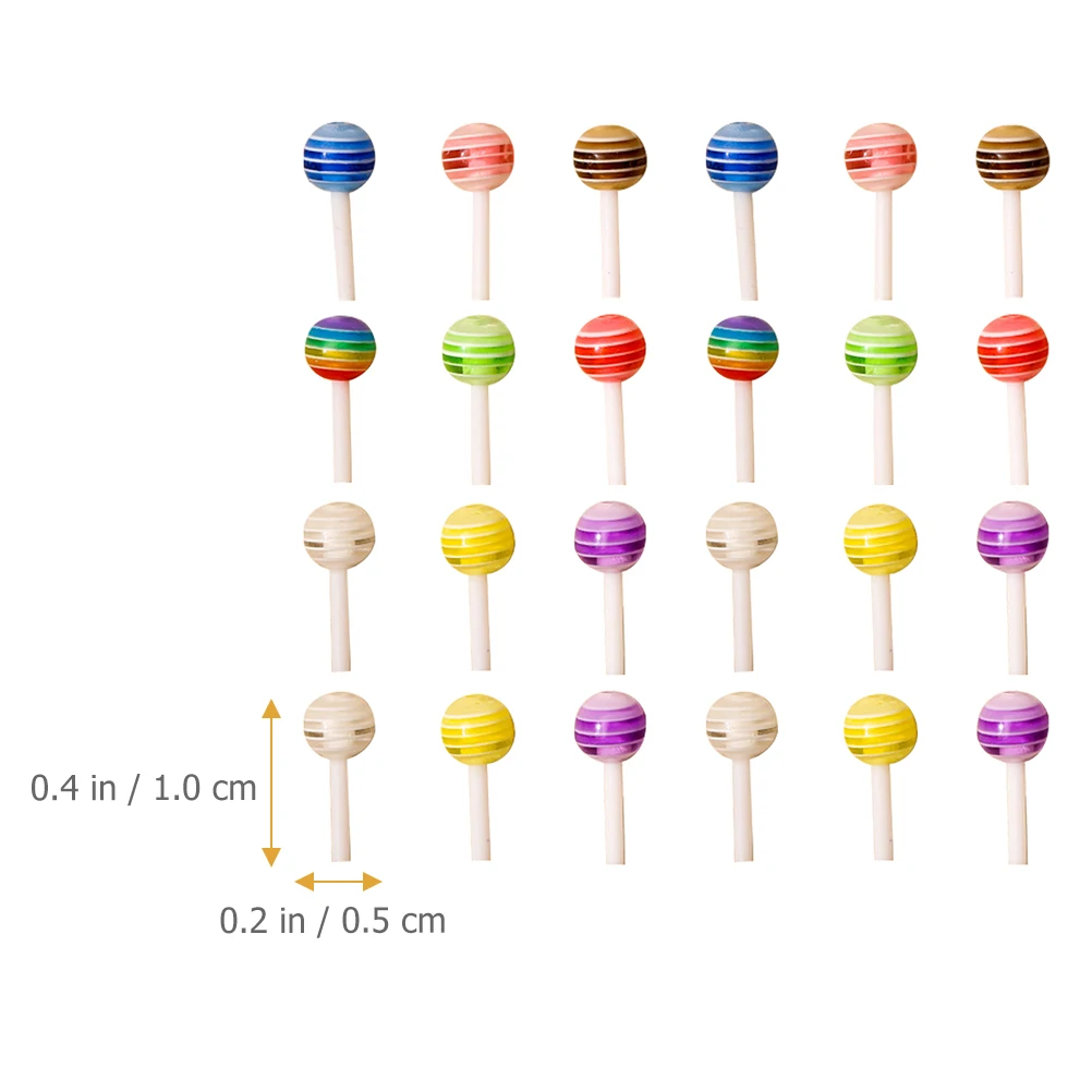 

100pcs Nail Charm Lollipop Shape Resin Decorations Easy to Apply for Party Proms Birthday New Year DIY Manicure Supplies