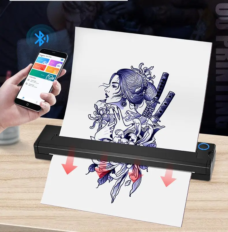 2 in 1 Printer Thermal Document Tattoo Printer Transfer Machine Home Office Use