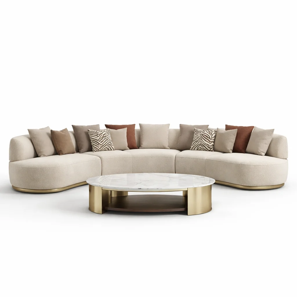 #Italian Design Modern Modular Sofa Eco-Friendly Luxury Comfort Sectional  Feature Curved Shape Living Room