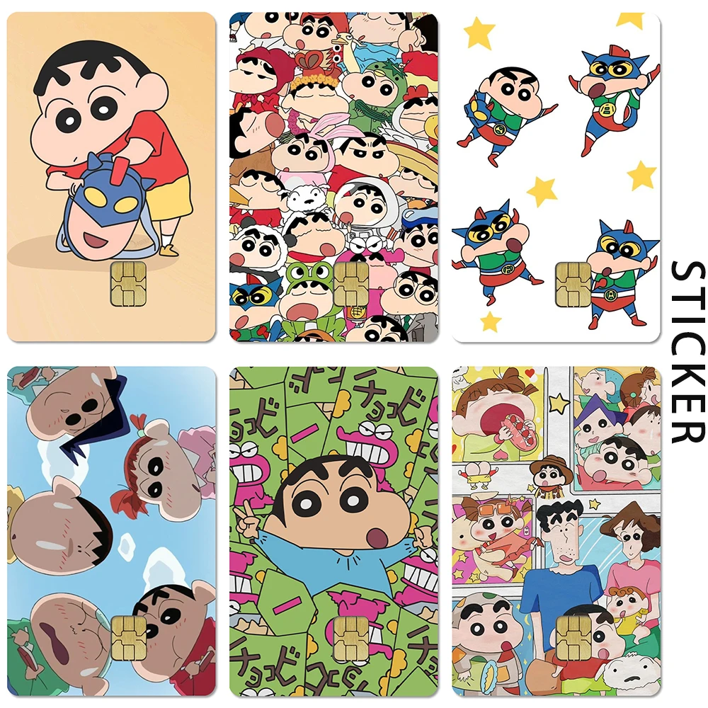 Anime Crayon Shin Chan Credit Card Skin Stickers Nohara Hirosh for Bank Card Bus Metro Card Sticker Waterproof Decoration Gift