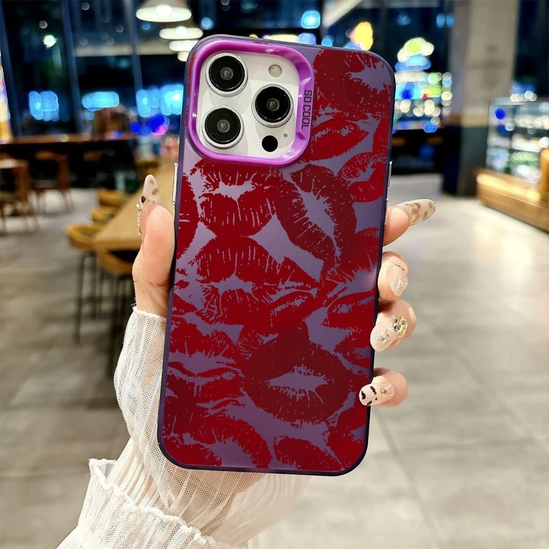 Pattern Phone Lips Case for iPhone 17 Pro Max 16e 16 15 14 13 Air 12 11 8 7 Plus Shockproof Cover 