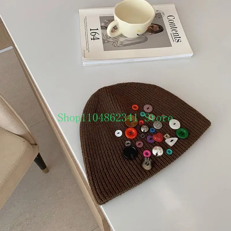 

652F Women's Knit Hat with Hollow Hook Flower Design Stay Warm in