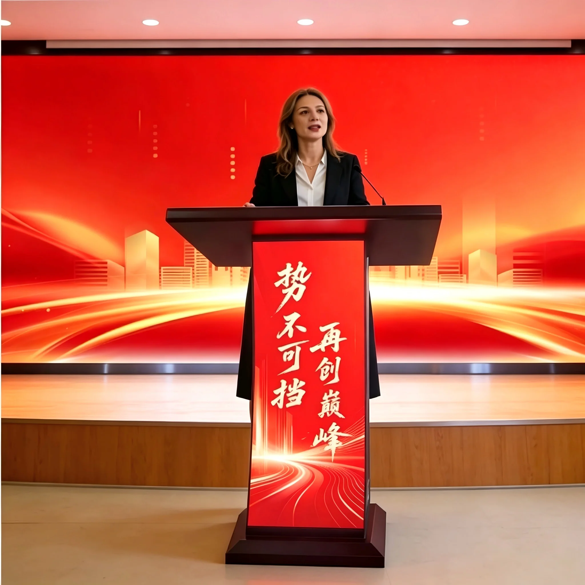 P1.86 Full Color Indoor/Outdoor Podium Screen with Portable Device Advertising Digital Screen Display for Stage Speech Event