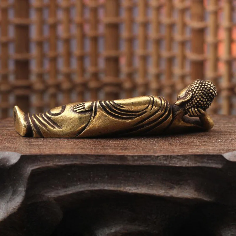 Pure Brass Small Ornament Figurines Copper  Sleeping Buddha Statue  Home Decor  Fine Workmanship, Attractive Appearance