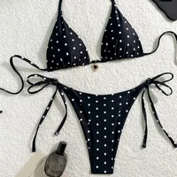 58043-0c805b.jpg Women Swimwear Bikini Set Polka Dot Triangle Tie Side Two Piece