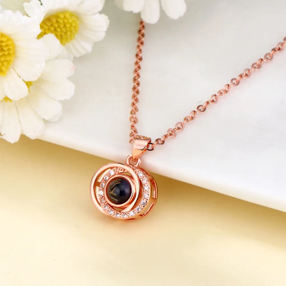 

100 Languages I Love You Projection Necklace Women's Light Luxury Fashion High-end Versatile Collarbone Chain