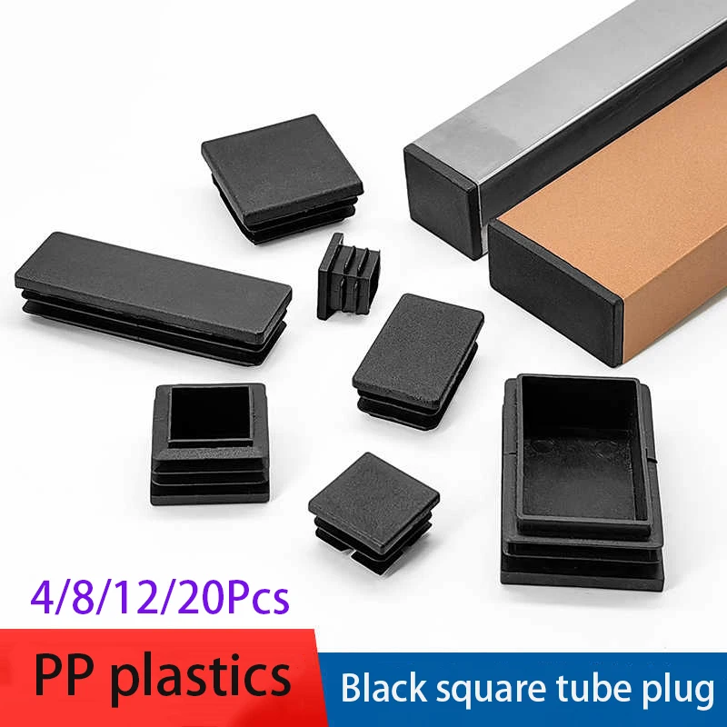 Square Tube Cap Plastic Plug Square Inner Plug Table&Chair Footrest Furniture Seal Cover Furniture Accessories 10X10mm-120X120mm