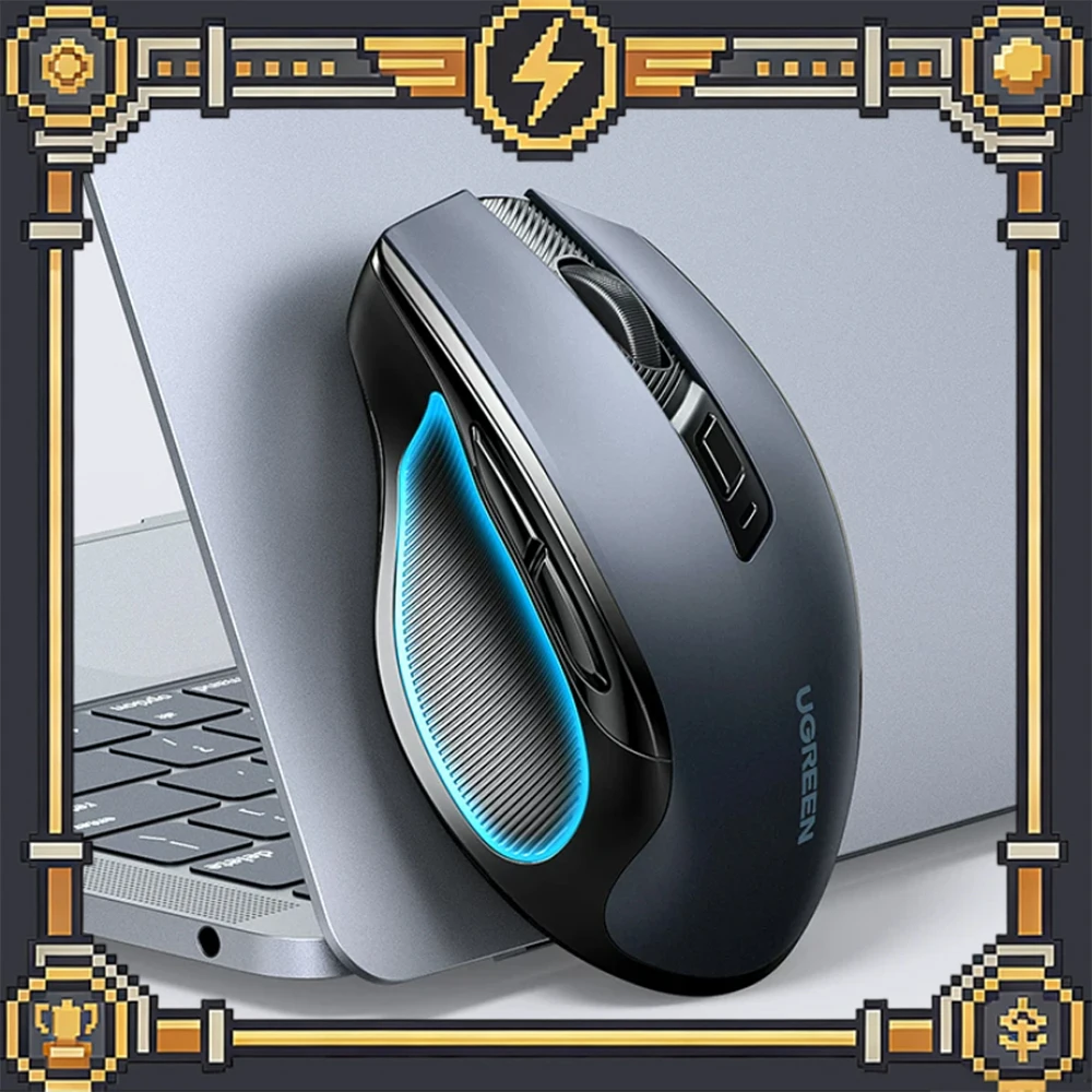 UGREEN Wireless Mouse Bluetooth5.0 Mouse Ergonomic 4000DPI 6 Mute Buttons Mouse For MacBook Tablet Laptops Computer PC 2.4G Mice