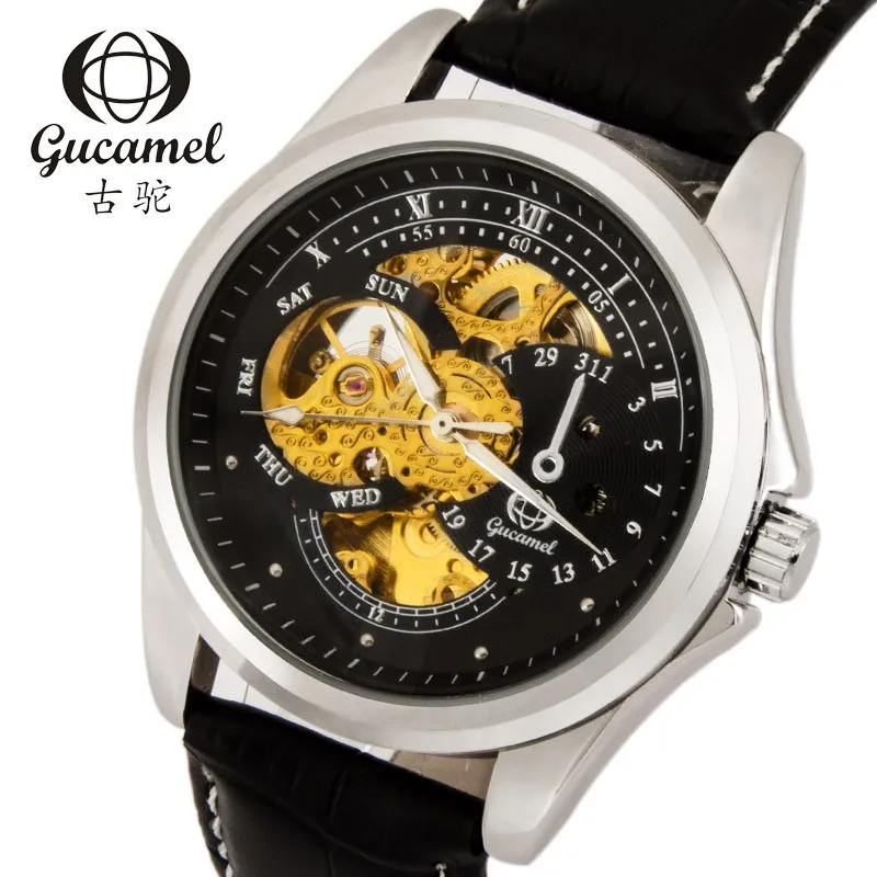 

GUTUO* Men’s Automatic Mechanical Watch Luxury Skeleton Wristwatch Fashion Business Style Full Auto Timepiece
