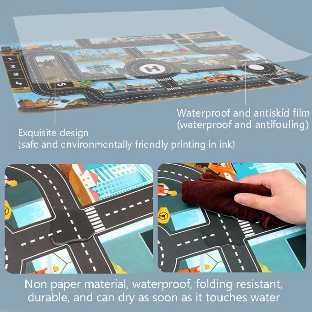 子供のための車の地図プレイマット,道路標識,都市の駐車場,道路地図,登山マット,子供のためのDIYギフトおもちゃ