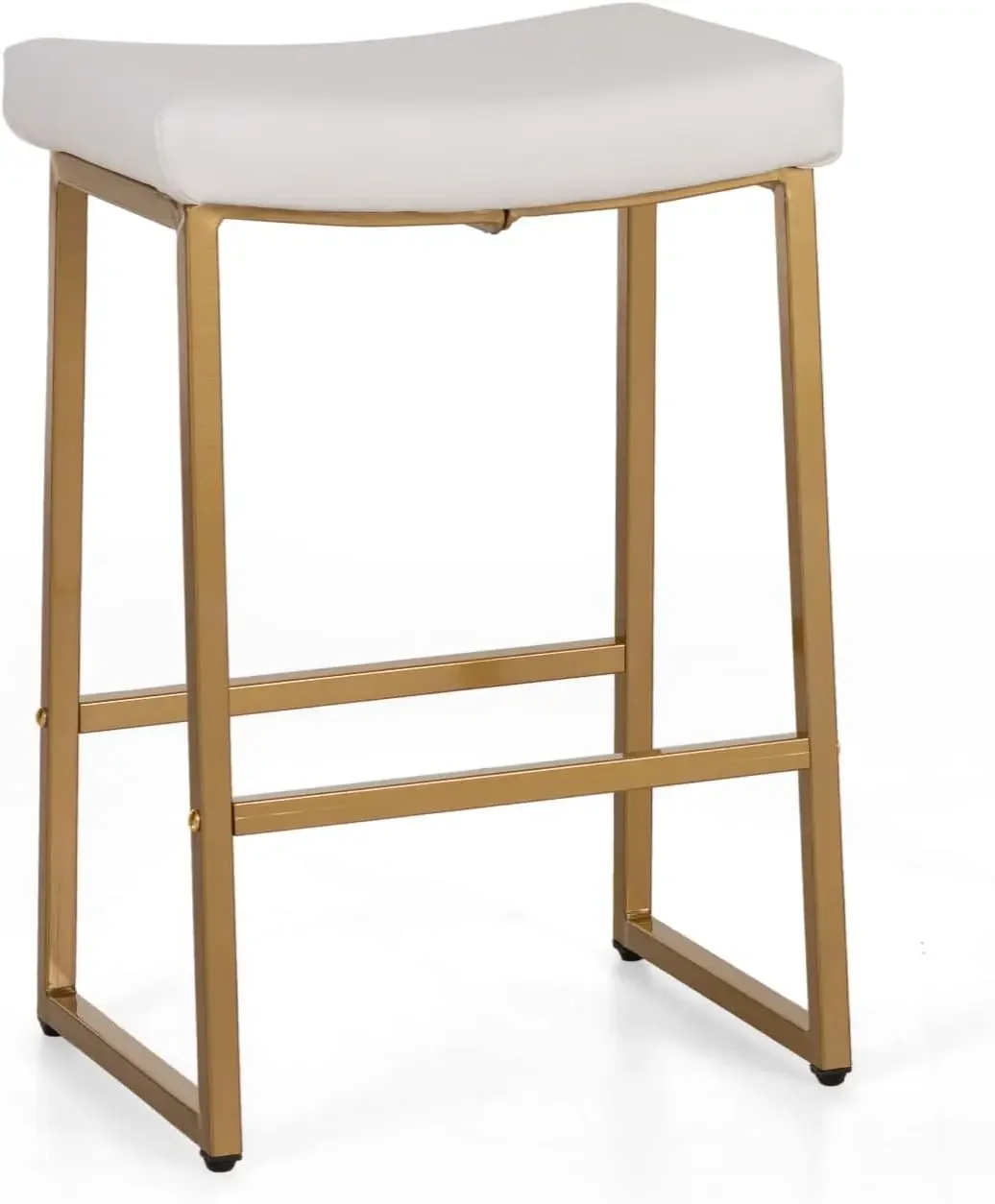 Backless Saddle Bar Banquetes, Modern Gold Barstools, Estofados Contra Altura, Balcão da cozinha, 24 polegadas, Conjunto de 2